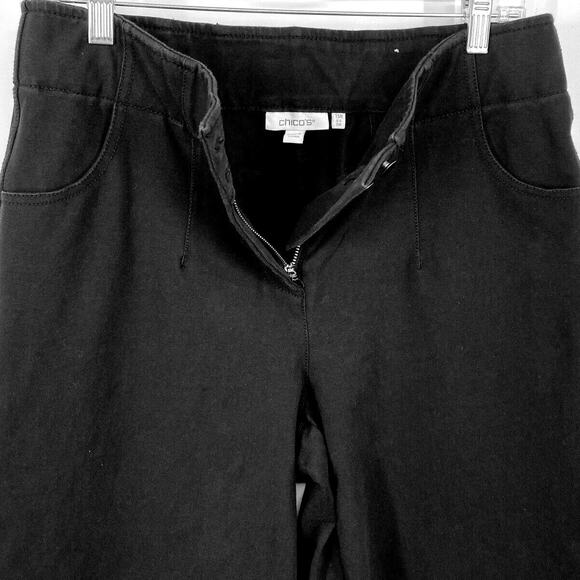 Chicos Cotton Stretch Wide Leg Pants Womens Size 10 Medium Black - Picture 5 of 9